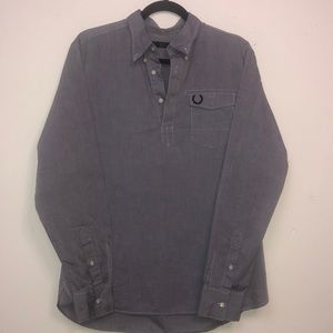 Fred Perry Men’s Medium Slim Fit Blue/Gray Long Sleeve Button Down Shirt